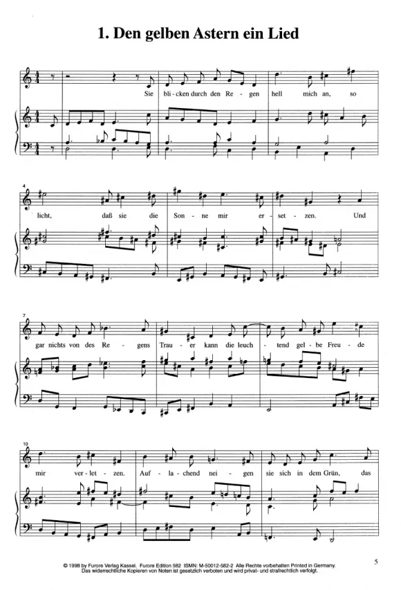 Furore Edition Sieben Lieder Meerbaum-Eisinger Gesang Klavier