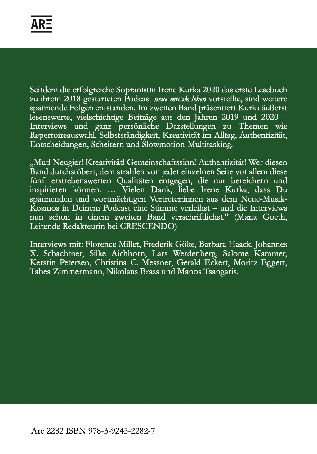 Are Musik Verlag neue musik leben Band II Buch Interviews