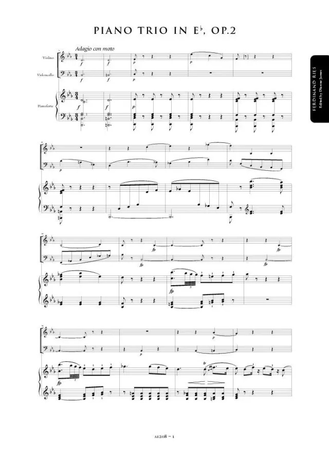 Artaria Ries Klaviertrio Es-Dur Op.2 Noten