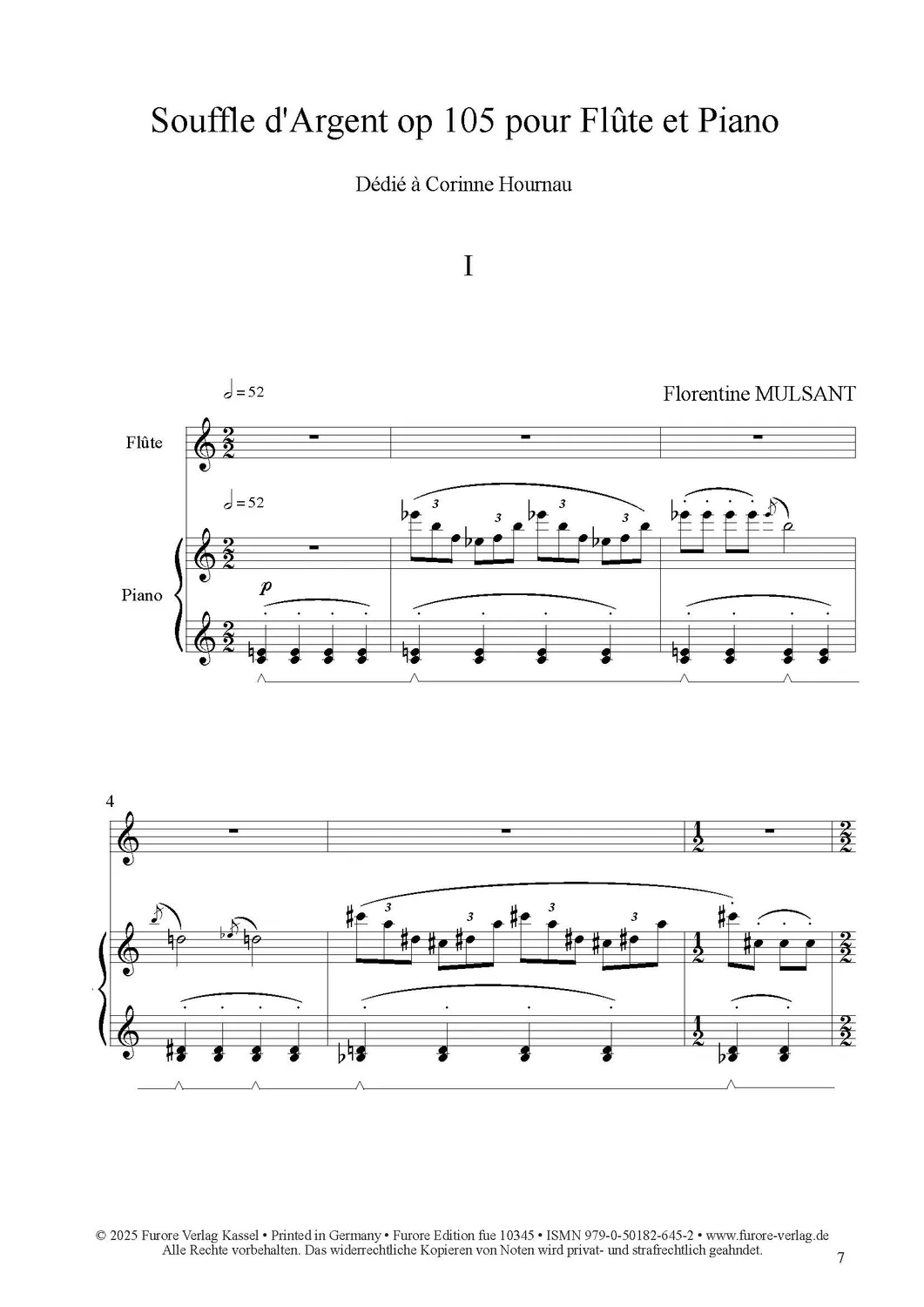Furore Edition Souffle d’Argent pour Flûte et Piano op. 105 Flöte und Klavier