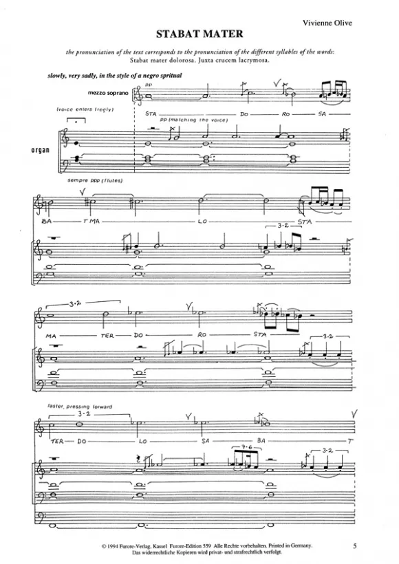 Furore Edition Stabat Mater Noten Mezzosopran Orgel