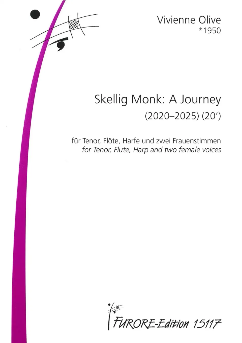 Furore Edition Skellig Monk Partitur Tenor Harfe zwei Frauenstimmen