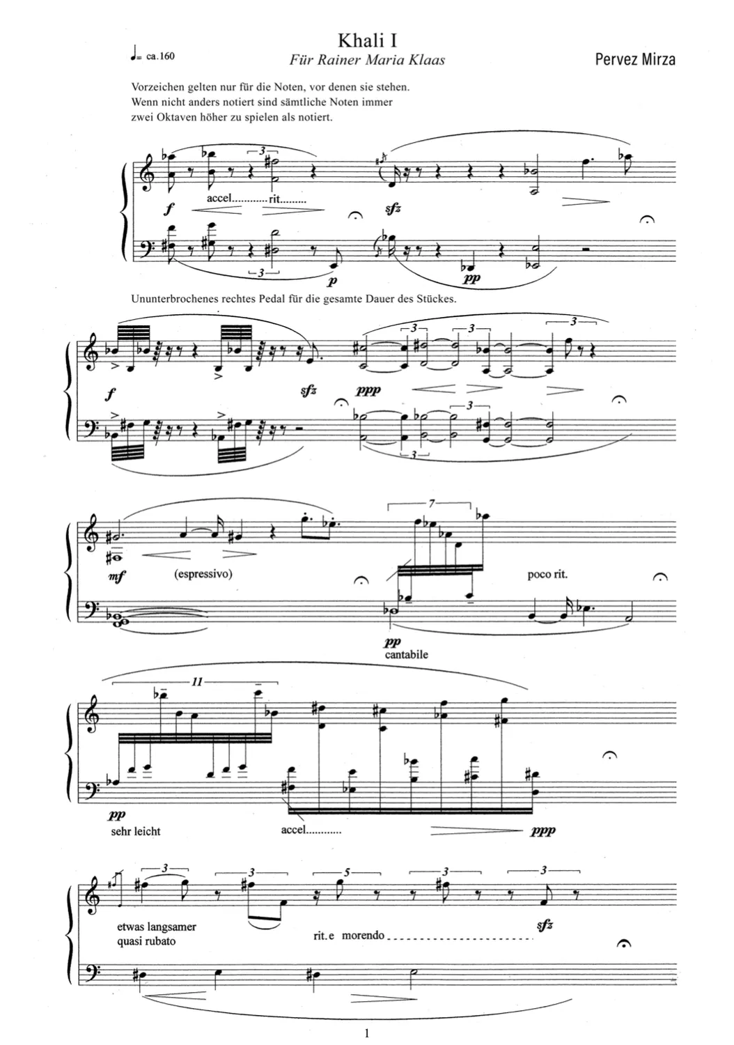 Are Musik Verlag Mirza Khali 3 Stücke Klavier Noten Pedalspiel