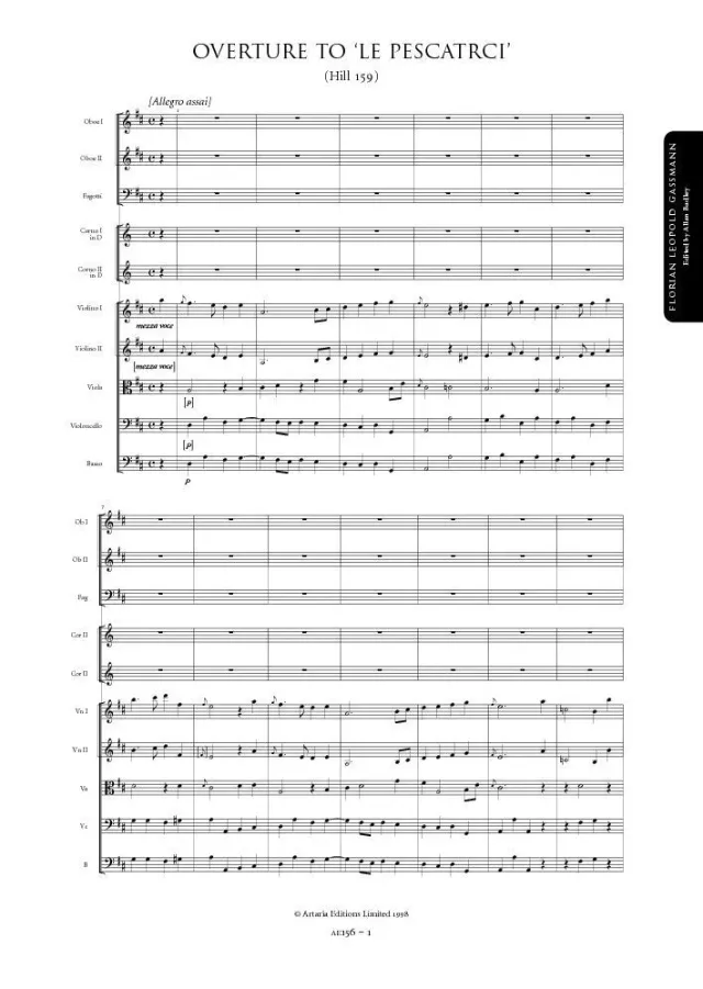 Artaria Gassmann Le pescatrici AE156 Partitur Orchester