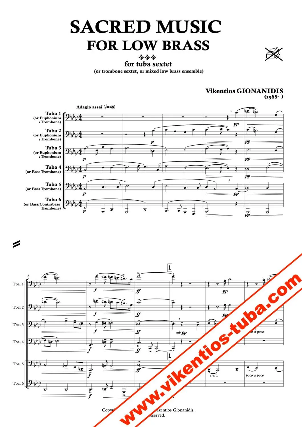 Vikentios Gionanidis Sacred Music Low Brass Noten Sextett