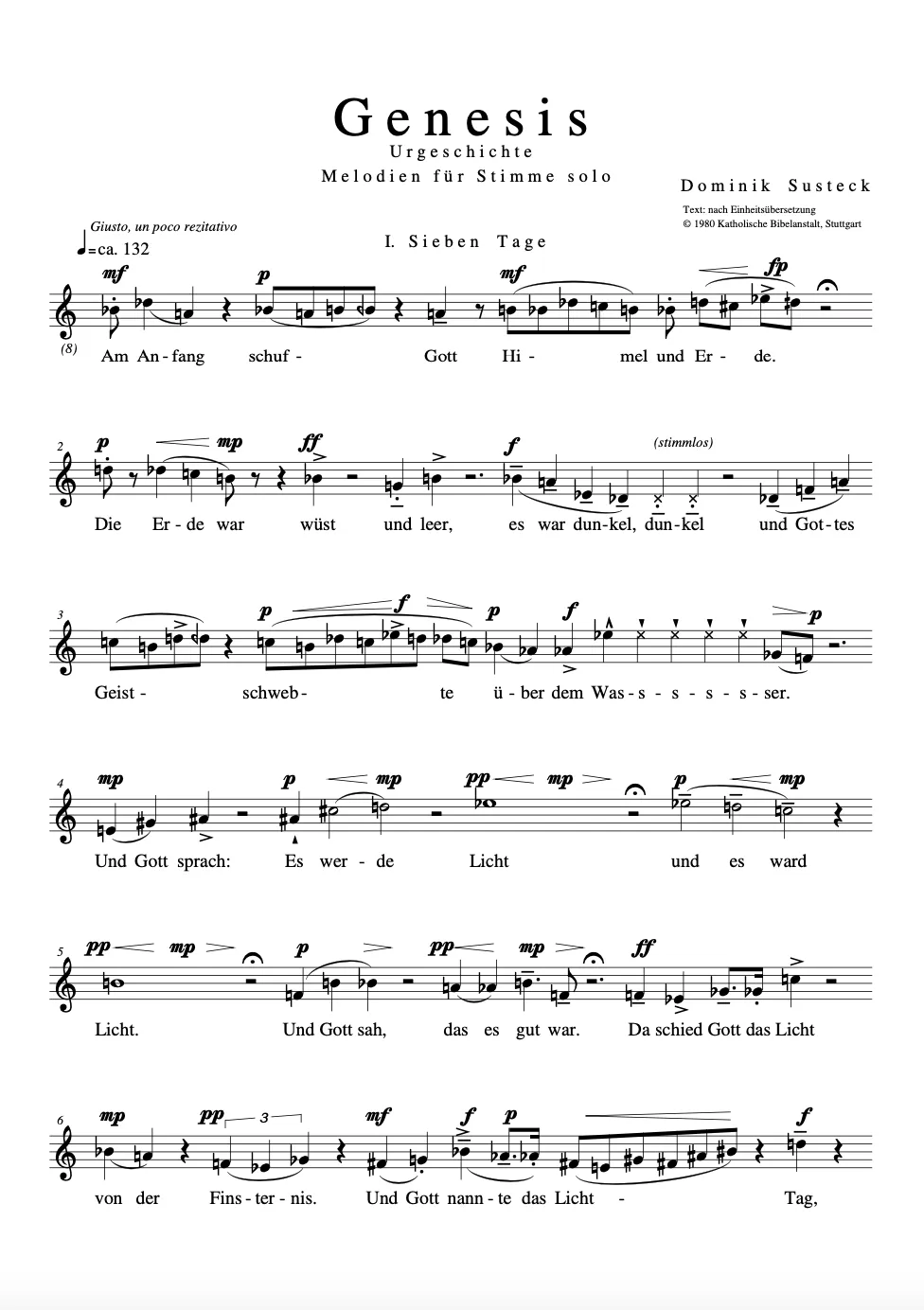 Are Musik Verlag Genesis. Urgeschichte (2014) für Solostimme Noten