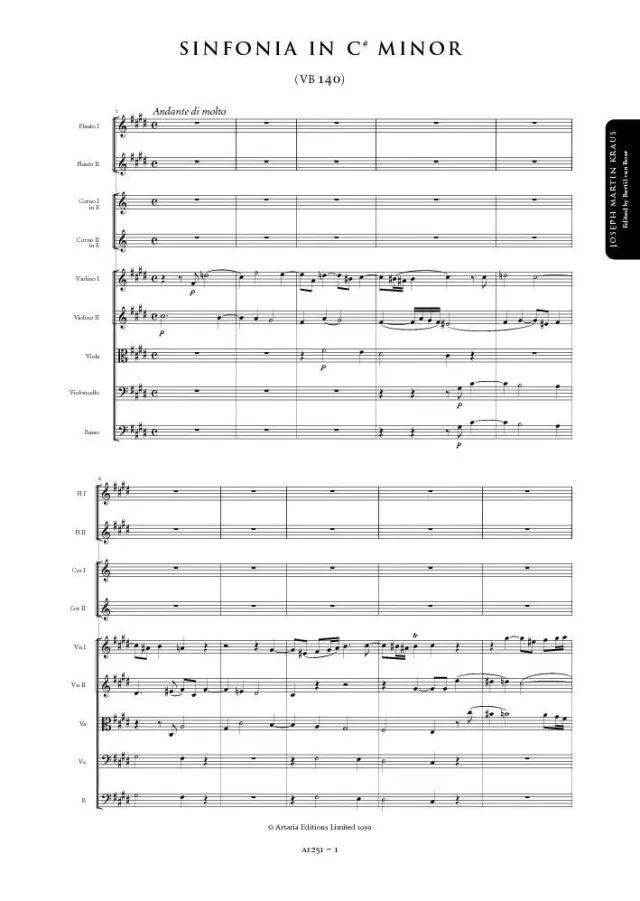 Artaria Sinfonia in C sharp minor (VB 140) Partitur