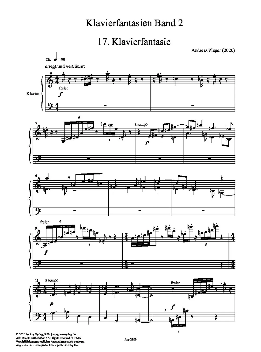 Pieper Klavierfantasien Band 2 Klaviernoten 16 Stücke