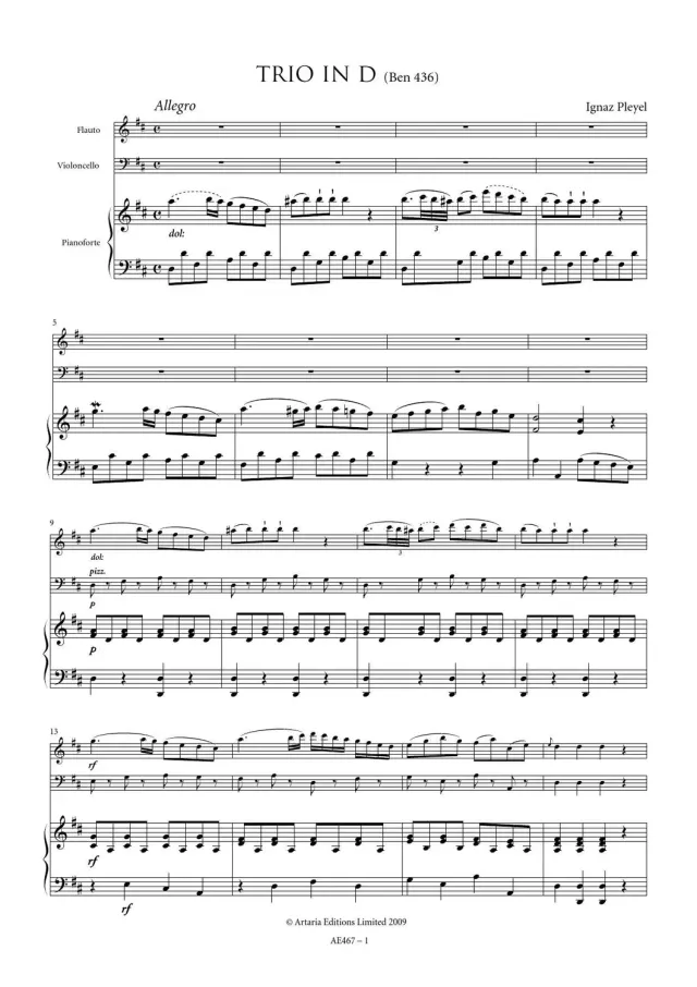 Artaria AE467 Klaviertrio D-Dur Benton 436 Noten