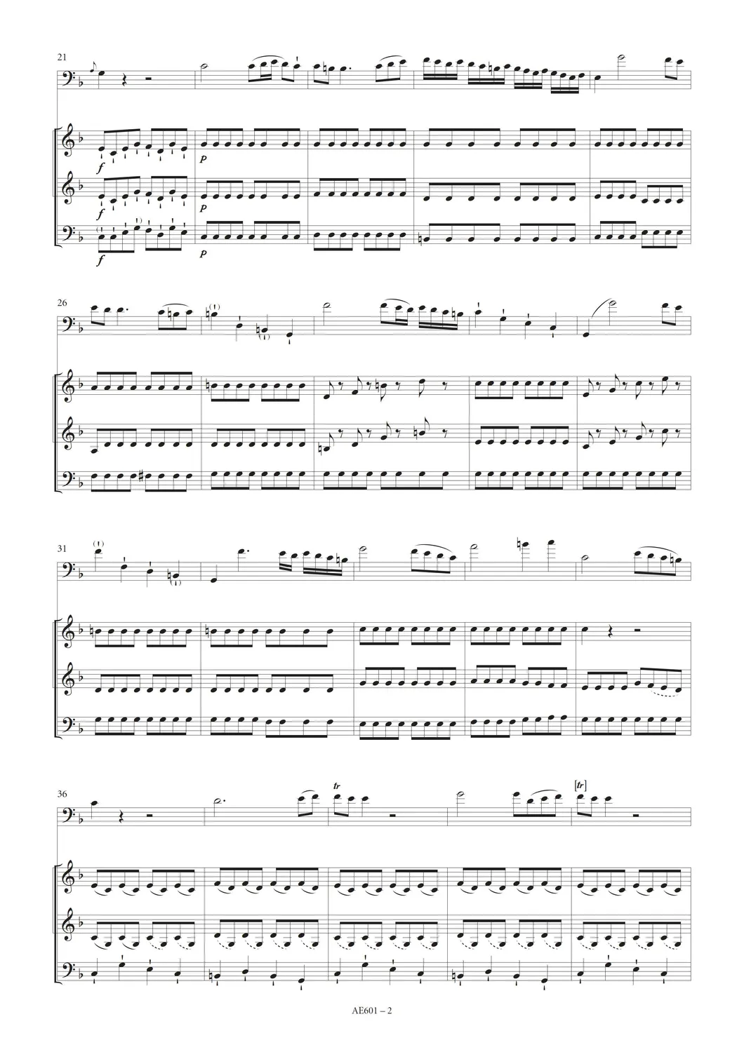 Artaria Michl Quartett F-Dur Fagott Streicher AE601 Noten