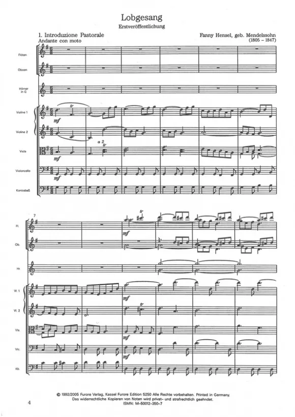 Furore Edition Lobgesang Kantate Chor Orchester Mietmaterial