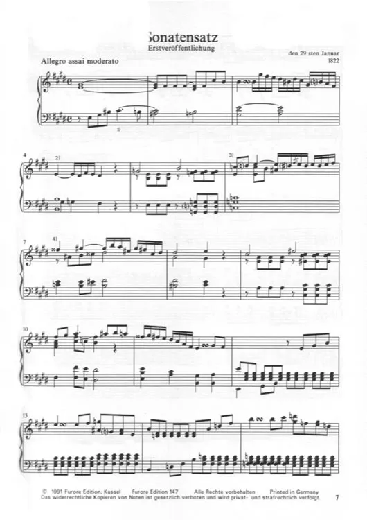 Furore Edition Sonate c-Moll Klaviernoten mittelschwer