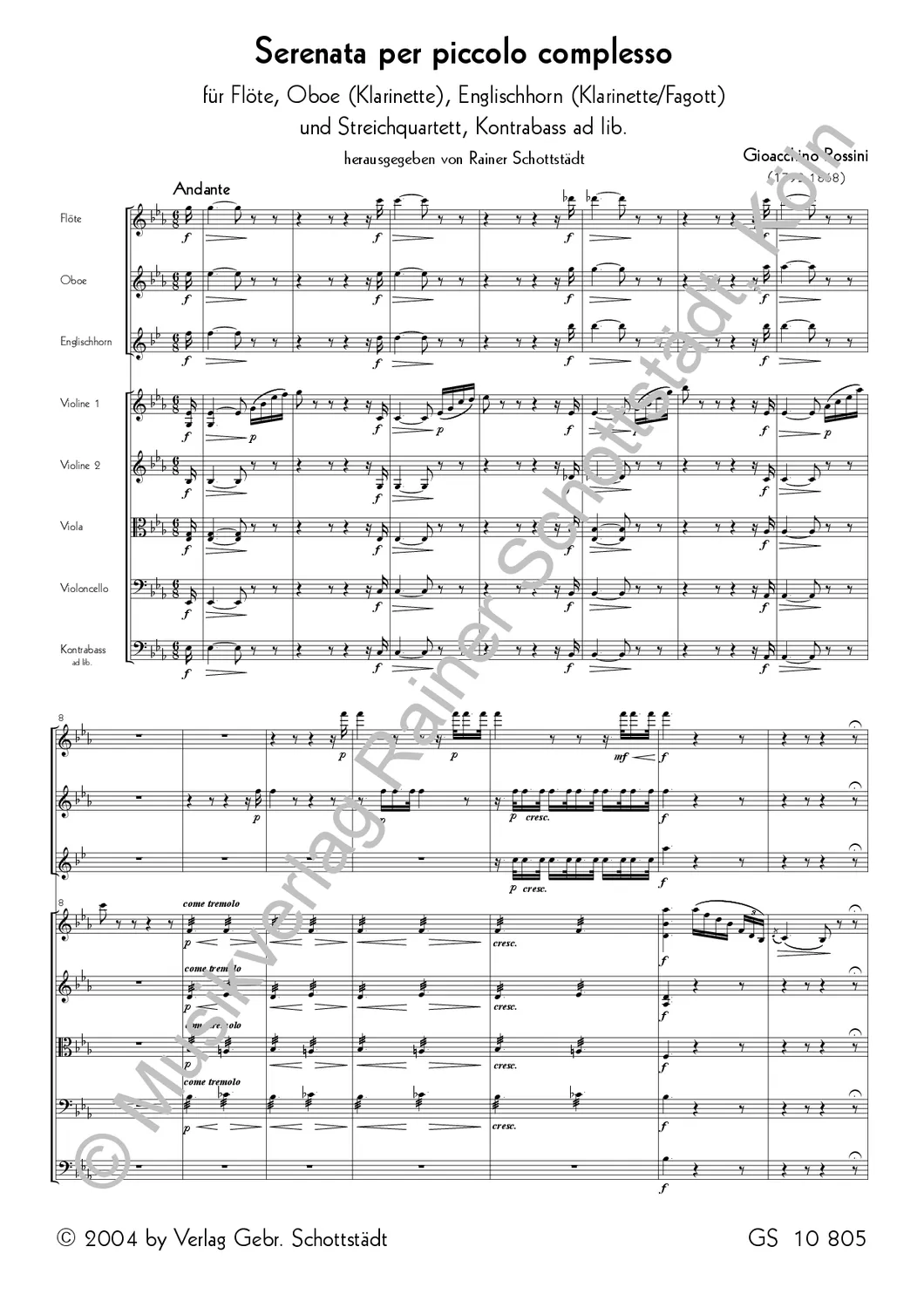 Musikverlag Rainer Schottstädt Serenata per piccolo complesso Noten Ensemble