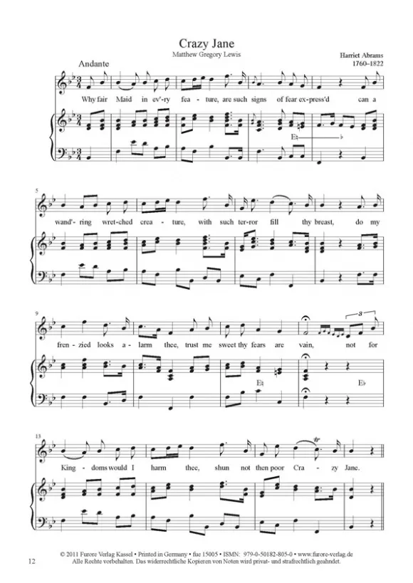 Furore Edition L‘amour et le printemps Songs around 1800 Lieder für Singstimme und Harfe oder Klavier