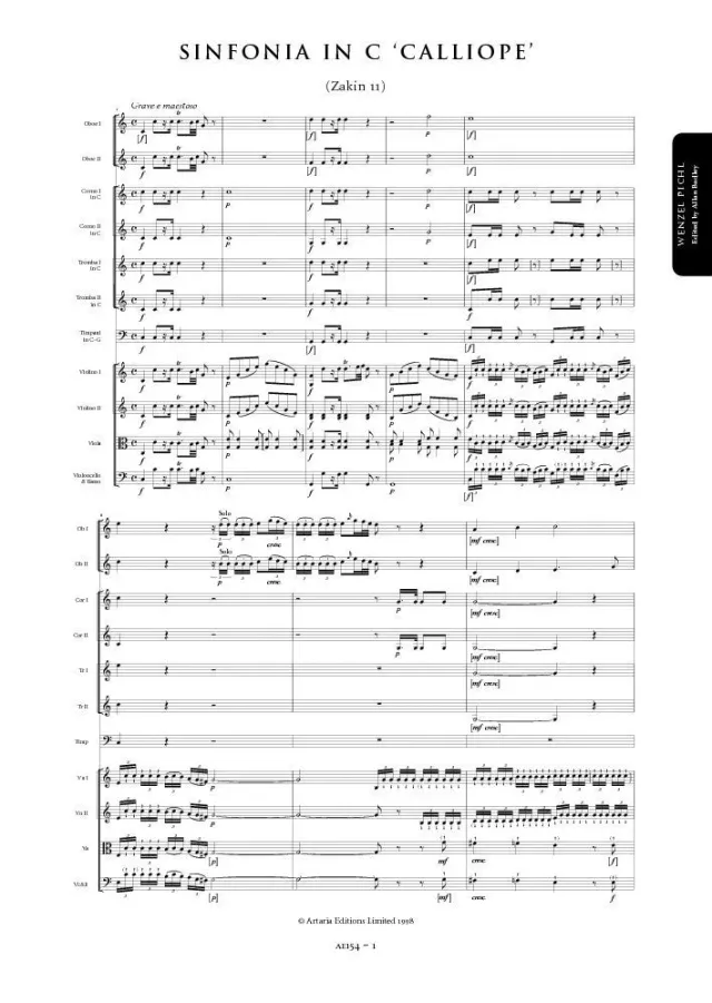Artaria Pichl, Wenzel: Symphony in C major Calliope (Zakin 11) (AE154) Sinfonie