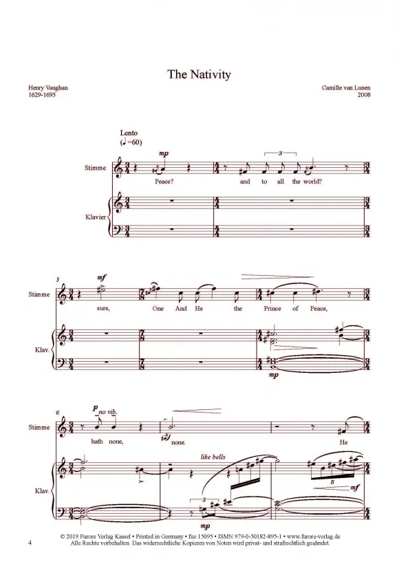 Furore Edition The Nativity Partitur hohe Stimme Klavier