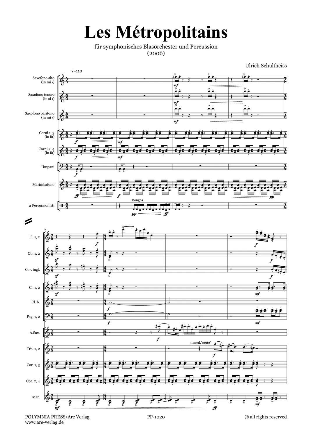Are Musik Verlag Ulrich Schultheiss „Les Métropolitains“ Noten Blasorchester