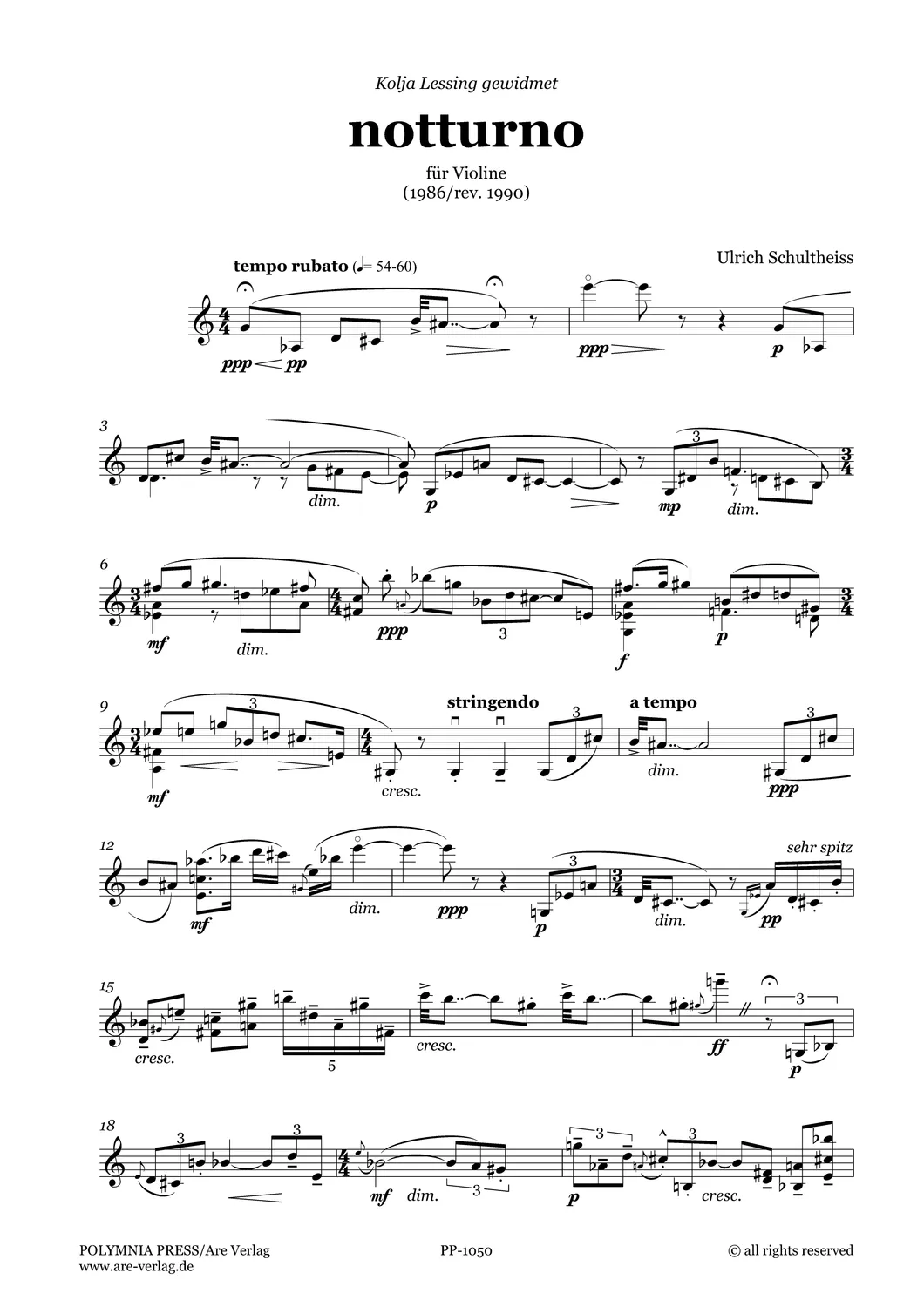 Are Musik Verlag Schultheiss notturno Noten