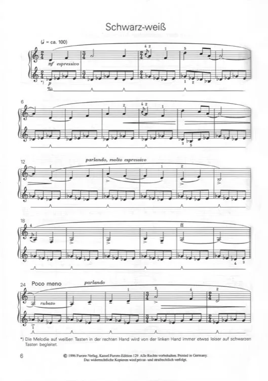 Furore Edition Klaviermusik Klavierpartitur 12 Stücke