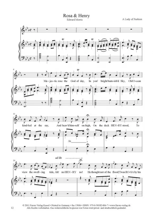 Furore Edition Rosa & Henry Lieder Noten Stimme Harfe