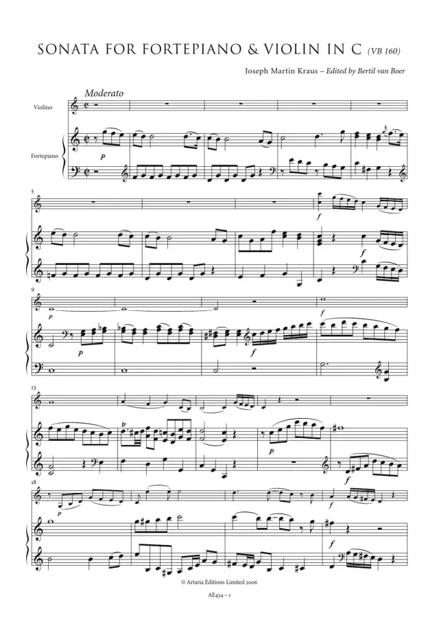 Artaria AE434 Kraus Sonate C-Dur VB160 Noten