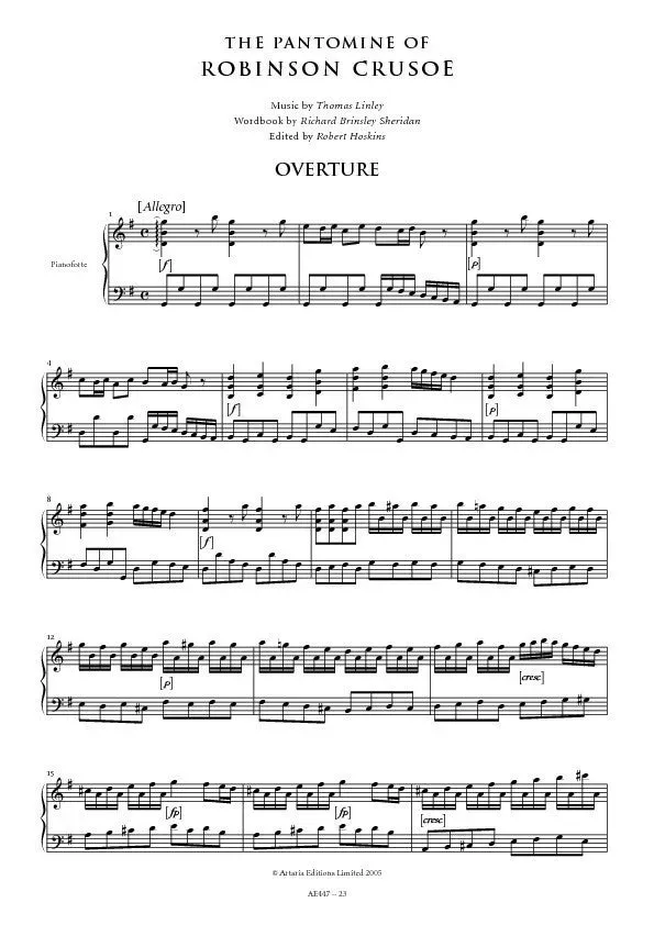 Artaria Linley Robinson Crusoe AE447 Pantomime Klavierauszug