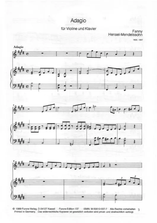 Furore Edition Adagio Violine Klavier Partitur Stimmen leicht