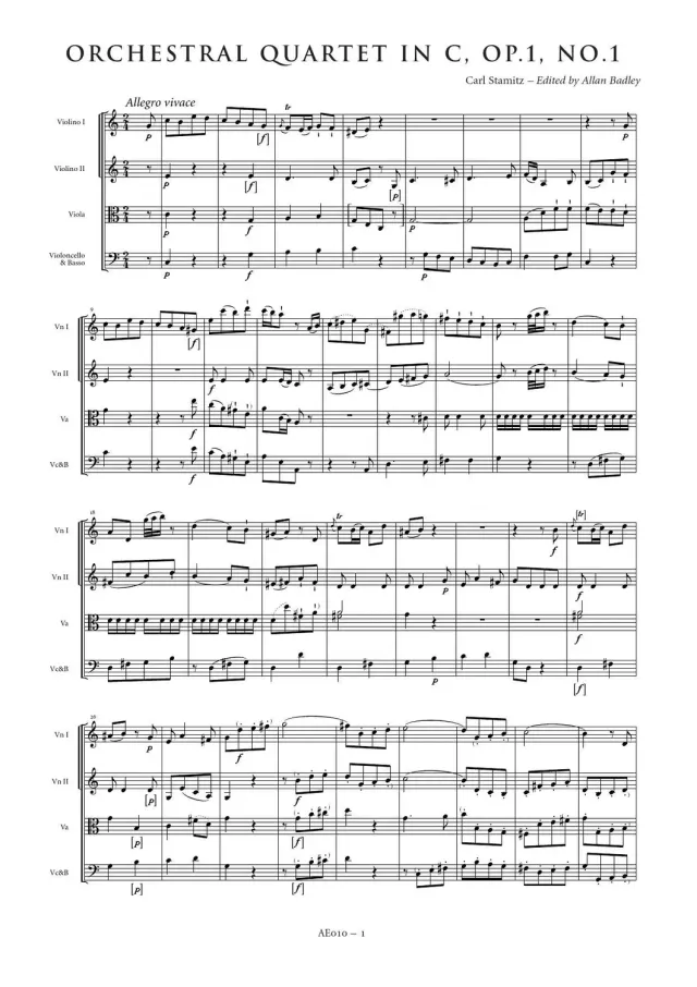 Artaria AE010 Stamitz Orchesterquartett C-Dur Noten
