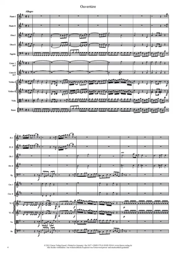 Furore Edition Ouverture of Erwin und Elmire (1776) Orchesterpartitur