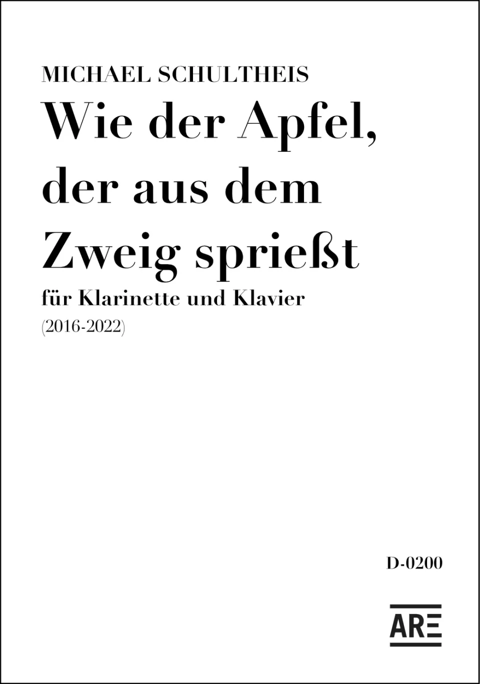 Are Musik Verlag Wie der Apfel Noten Schultheis