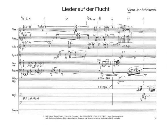 Furore Edition Lieder auf der Flucht Partitur Sopran