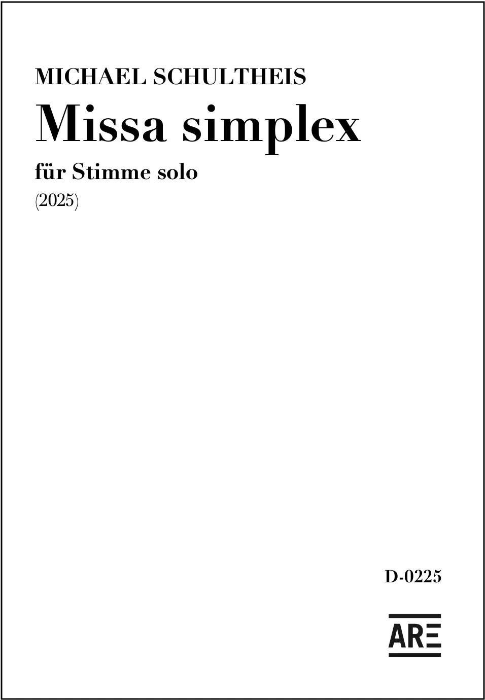 Are Musik Verlag Schultheis Missa simplex Noten Stimme solo