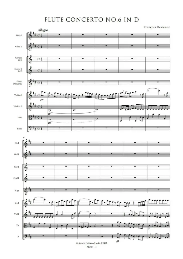 Artaria Devienne Flute Concerto No.6 in G Flötenkonzert