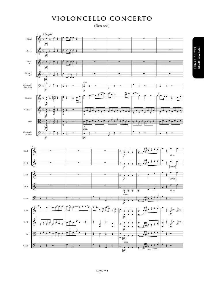 Artaria Pleyel Cellokonzert C-Dur Benton 106 Notenausgabe