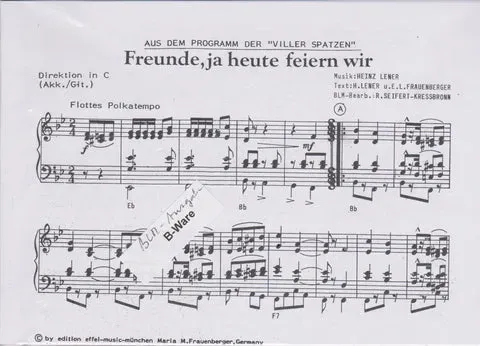 Studio-Verlag Rudi Seifert Freunde heute feiern wir Blasorchester B-Ware