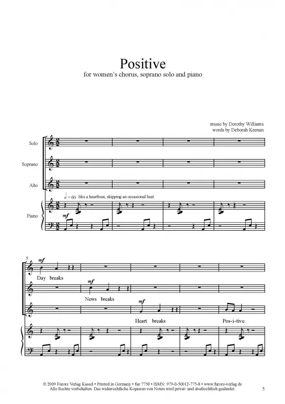 Furore Edition Positive Frauenchor Chornoten Klavier