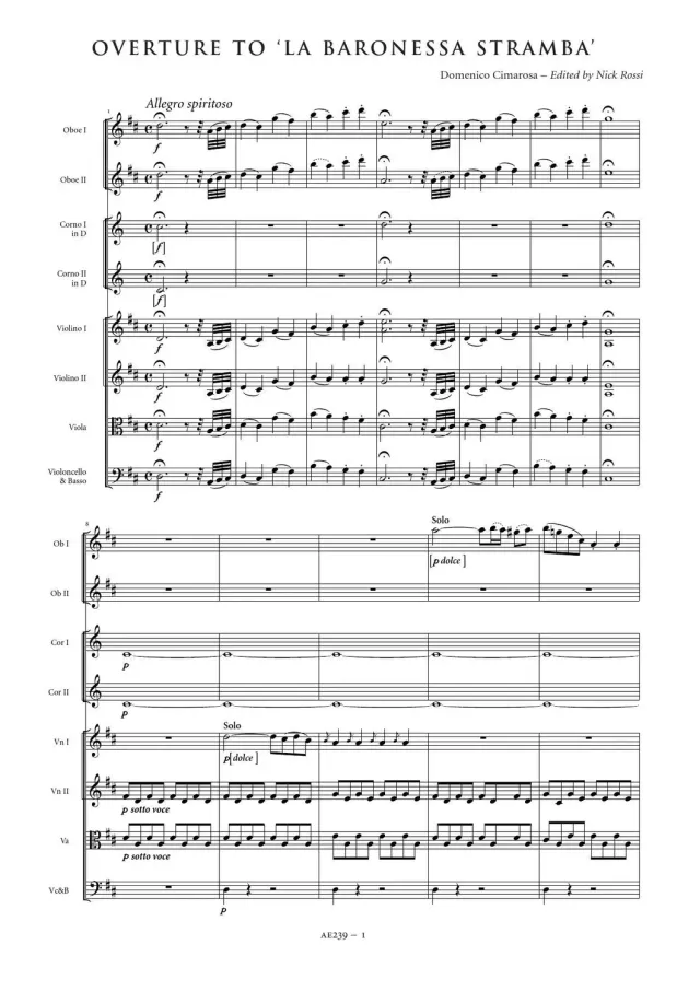 Artaria Cimarosa Overtures Vol. 1: 8 Overtures AEC1 Partitur