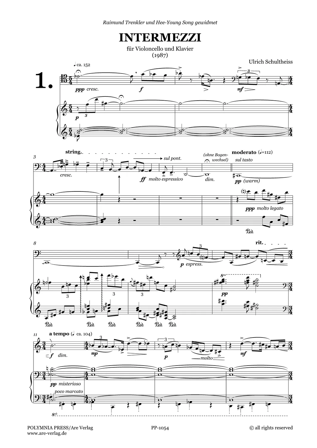 Are Musik Verlag INTERMEZZI für Violoncello und Klavier (1987) Noten