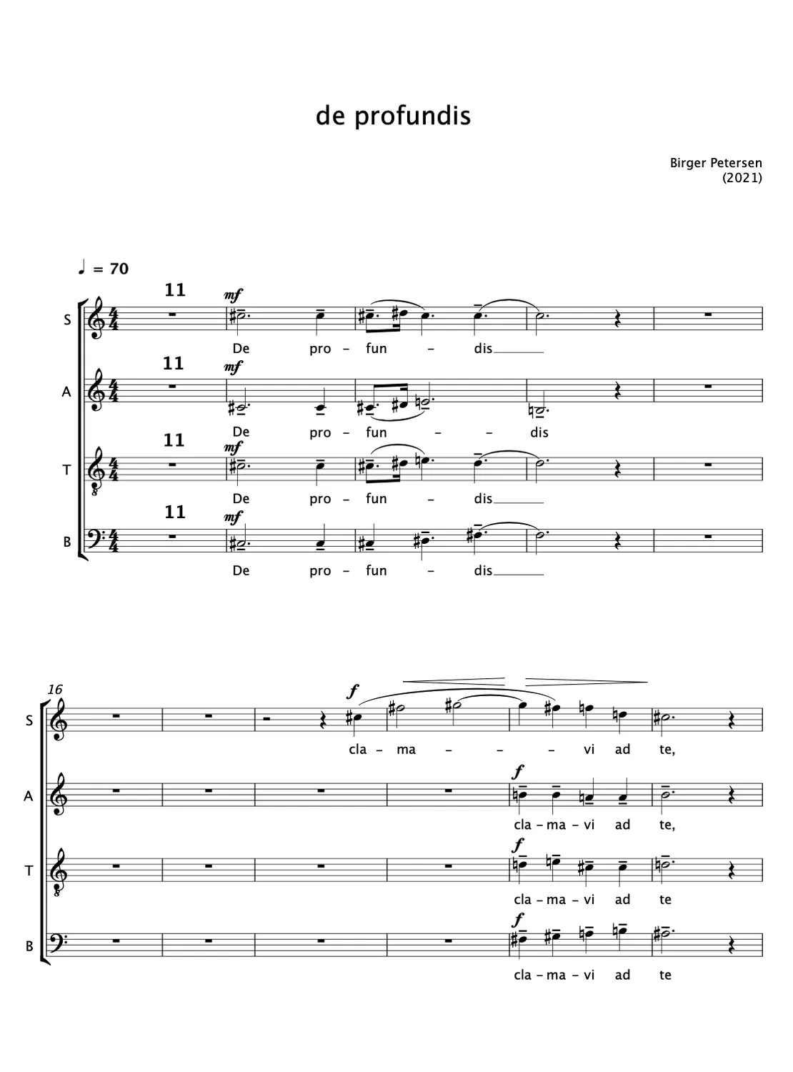 Are Musik Verlag de profundis (2021) Chorausgabe Chor zwei Klaviere