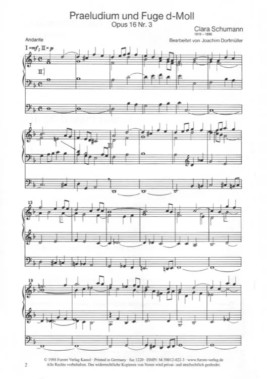 Furore Edition Praeludium und Fuge d-Moll op. 16,3 Orgelnoten