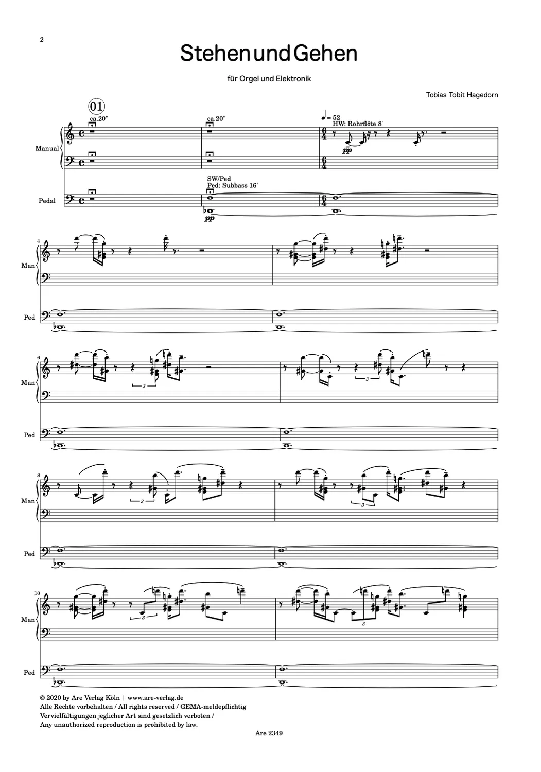 Are Musik Verlag Hagedorn Stehen und Gehen Noten Orgel Elektronik