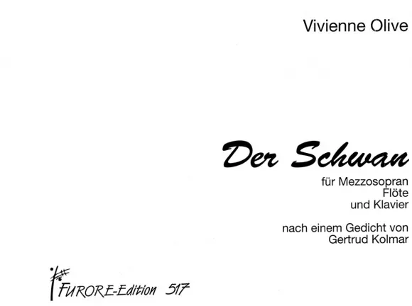 Furore Edition Der Schwan Noten Mezzosopran FloÖte Klavier
