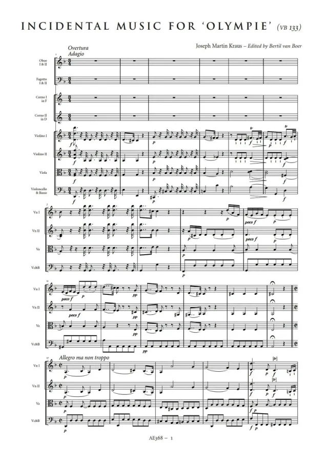 Artaria AE368 Kraus Olympie Schauspielmusik VB33 Noten