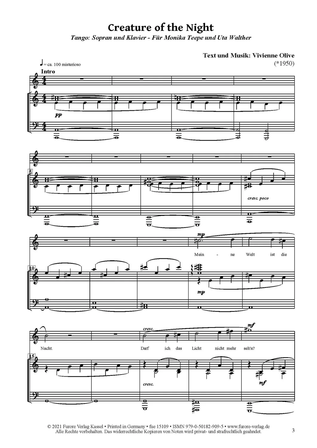 Furore Edition Creature of the Night Tango Sopran Klavier