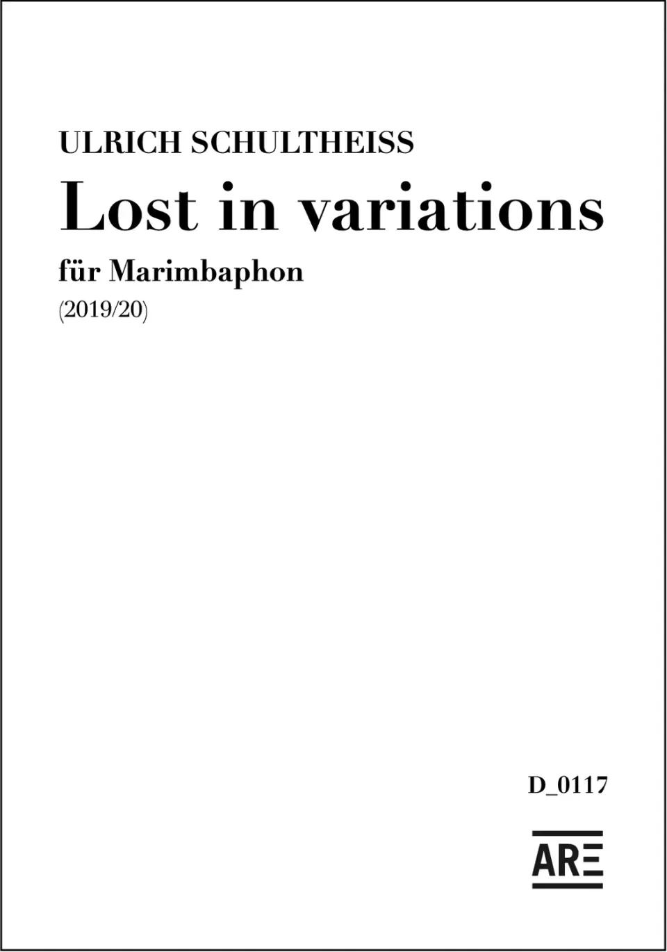 Are Musik Verlag Lost in variations Marimbaphon Noten