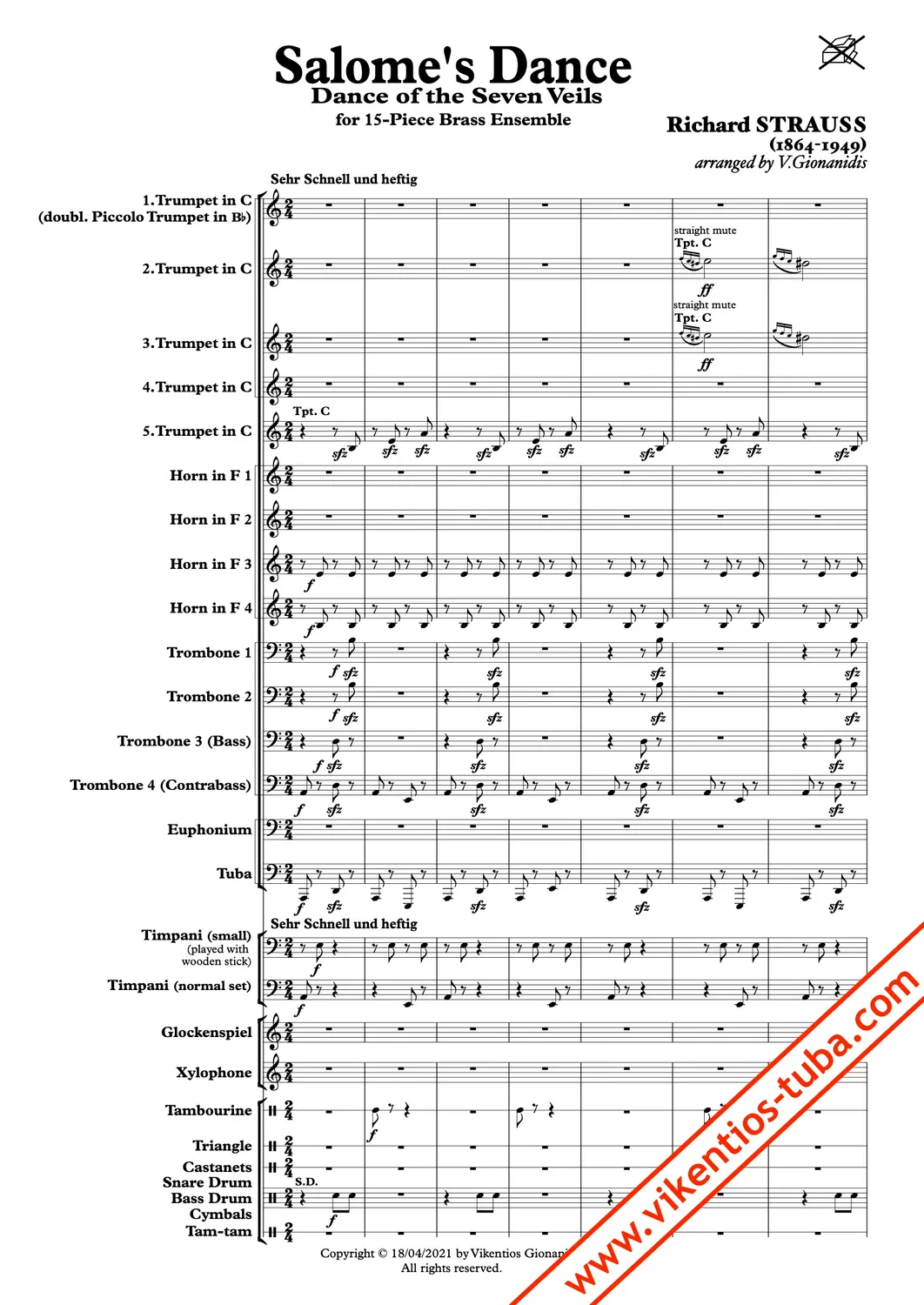 Vikentios Gionanidis Salome’s Dance Noten Blechbläserensemble 15 Stimmen