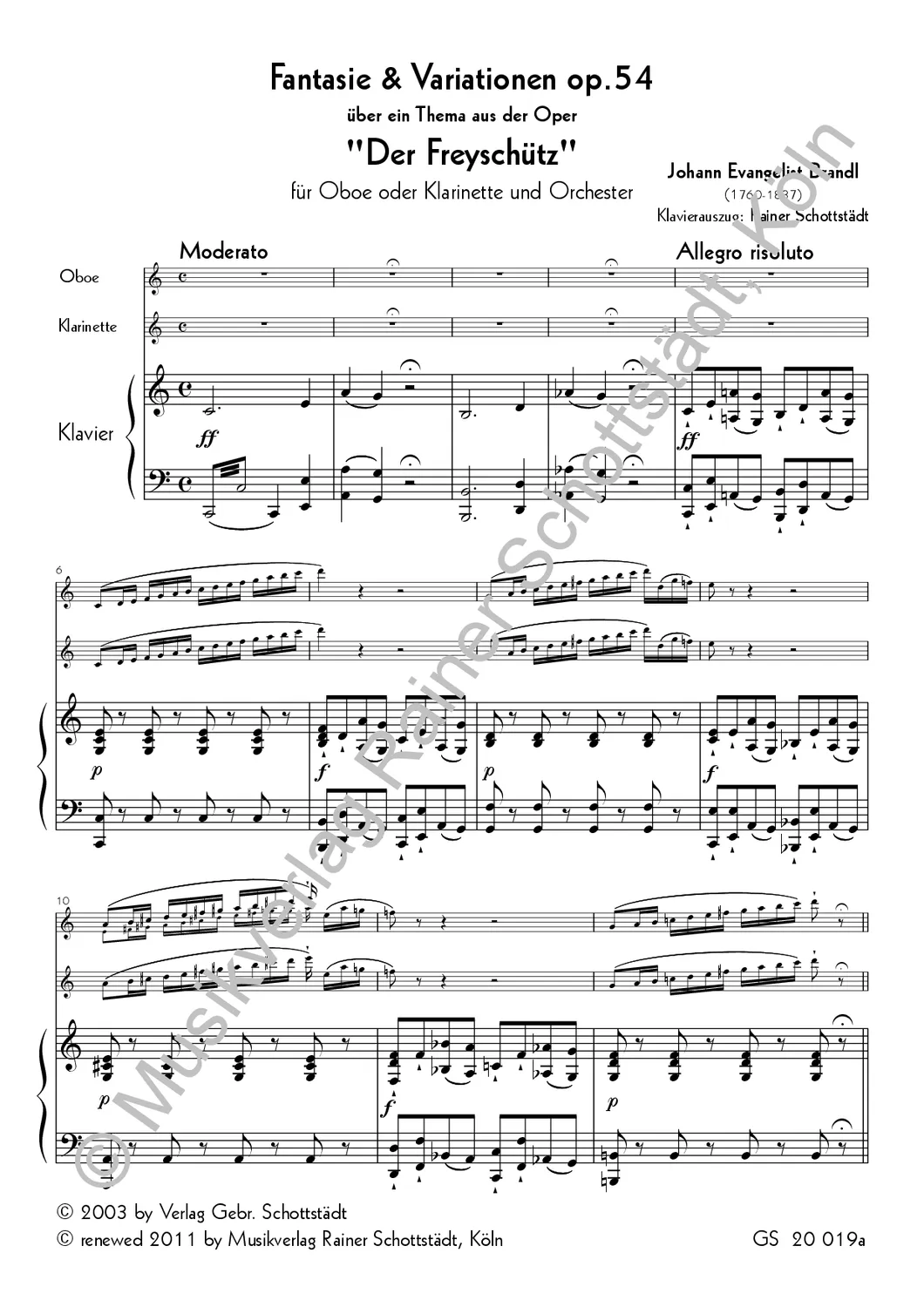Musikverlag Rainer Schottstädt Fantasie Variationen C-dur op54 Noten
