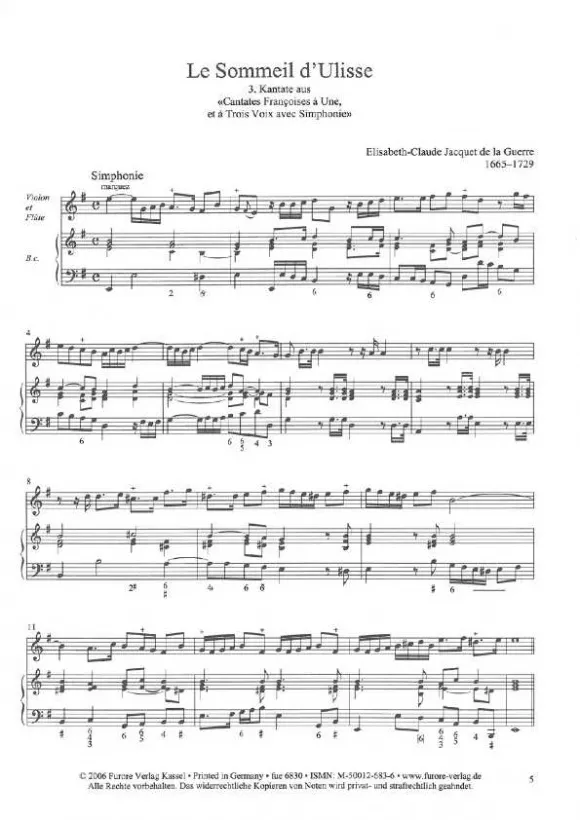Furore Edition Le Sommeil d'Ulisse Kantate Noten Partitur