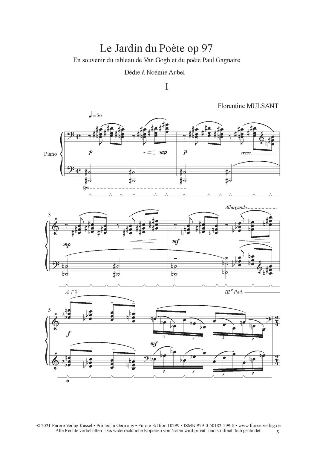 Furore Edition Le Jardin du Poète op. 97 Klaviernoten solo