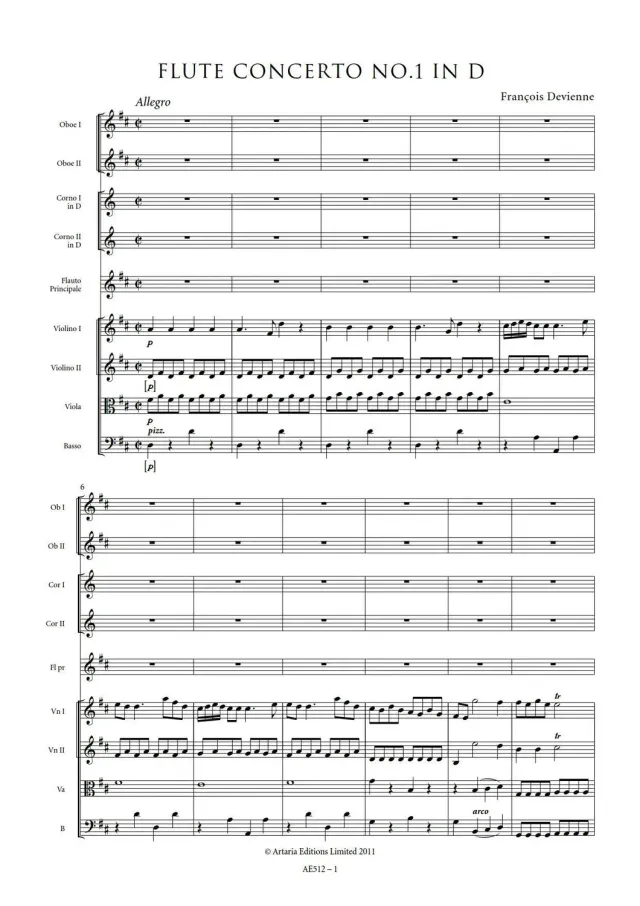 Artaria Devienne Flötenkonzerte Nr. 1–12 Noten